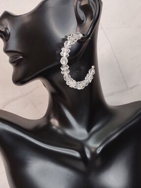 Deb Guyot Herkimer Crystal Quartz/925 Hoop Earrings